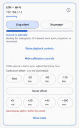 Android calibration controls showing the Cannot Play Earlier error.