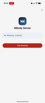 Minnty Sound Android server streaming screen