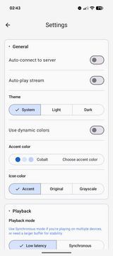 Minnty Sound general settings