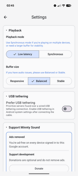 Minnty Sound playback mode options
