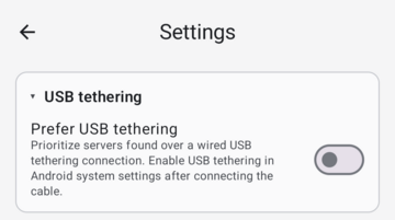 USB tethering setting in Minnty Sound