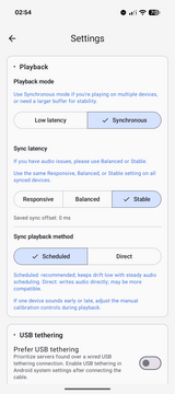 Minnty Sound settings with synchronised playback selected
